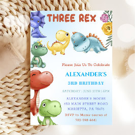 Dinosaurus Drie Rex Verjaardagsfeestje Kaart