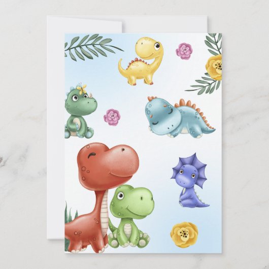 Dinosaurus Drie Rex Verjaardagsfeestje Kaart (Achterkant)
