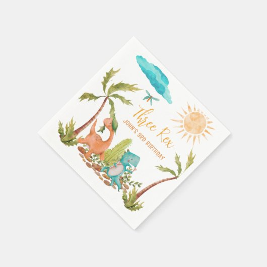 Dinosaurus Drie Rex Verjaardagsfeestje Servet (Hoek)