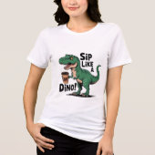 dinosaurus drink koffie Tri-Blend shirt (Voorkant)