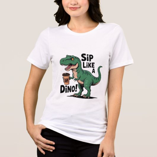 dinosaurus drink koffie Tri-Blend shirt (Voorkant)