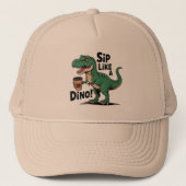 dinosaurus drink koffie trucker pet (Voorkant)