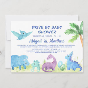 Dinosaurus Drive By Baby Shower Cute Aankondiging