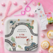 Dinosaurus Driver Party Dieren Kinderen Verjaardag Papieren Bordje (Feest)