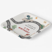 Dinosaurus Driver Party Dieren Kinderen Verjaardag Papieren Bordje (Gebogen)