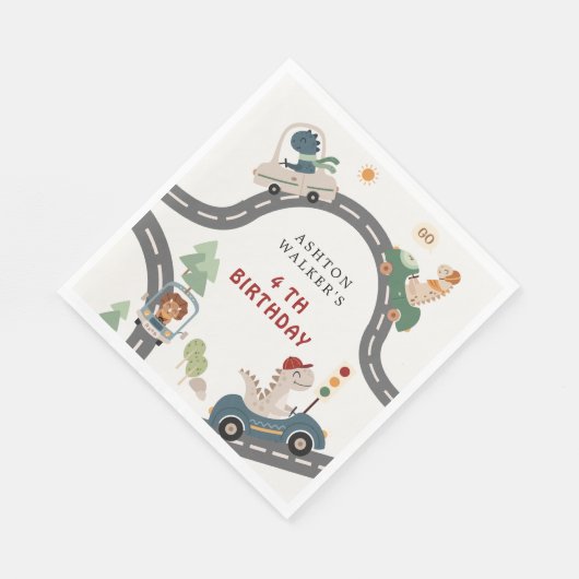 Dinosaurus Driver Party Dieren Kinderen Verjaardag Servet (Hoek)