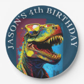 Dinosaurus Een brullende goede tijd wacht Papieren Bordje (Voorkant)