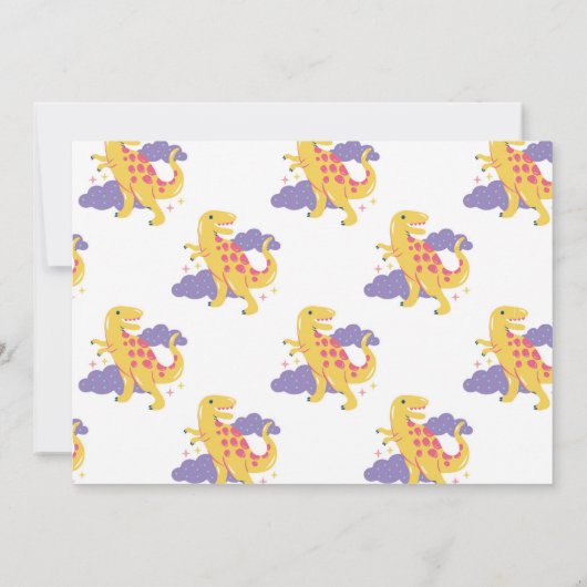 Dinosaurus een rex Schattige meisjes 1e roze parti Kaart (Achterkant)