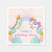 Dinosaurus Eenhoorn regenboog gradiënt verjaardags Servet (Voorkant)