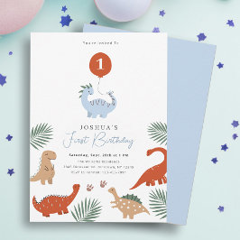Dinosaurus Eerste 1e Verjaardag Feest Uitnodiging