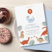 Dinosaurus Eerste 1e Verjaardag Feest Uitnodiging