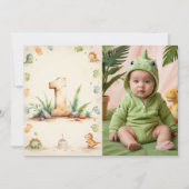 Dinosaurus Eerste Verjaardag Bedankkaart met Foto Kaart (Voorkant)