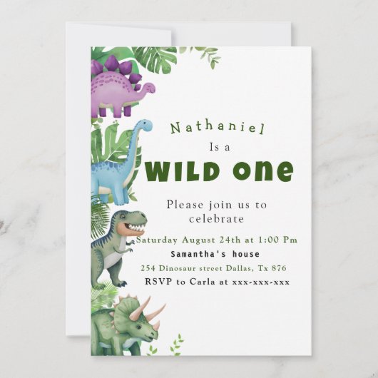 Dinosaurus eerste verjaardag kaart (Voorkant)