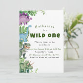 Dinosaurus eerste verjaardag kaart (Staand voorkant)