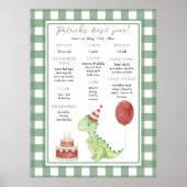 Dinosaurus eerste verjaardag mijlpaal verjaardag poster (Voorkant)