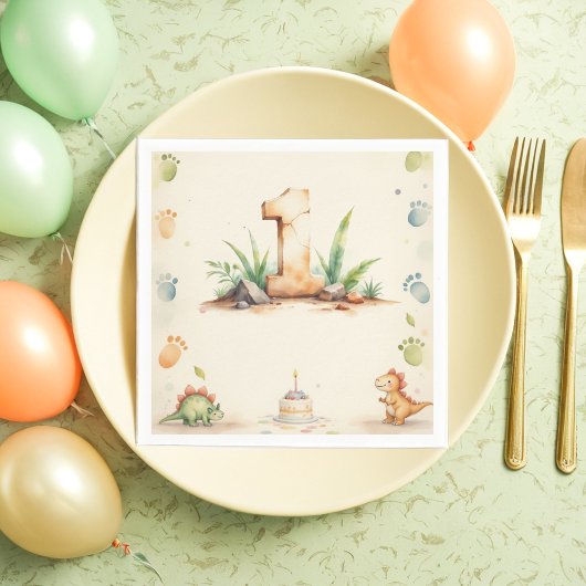 Dinosaurus Eerste Verjaardag Napkins One-a-Saurus Servet