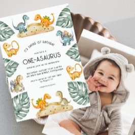 Dinosaurus Eerste Verjaardag Oneasaurus Party Foto Kaart