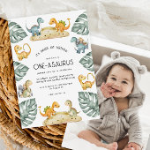 Dinosaurus Eerste Verjaardag Oneasaurus Party Foto Kaart