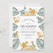 Dinosaurus Eerste Verjaardag Oneasaurus Party Foto Kaart (Voorkant)