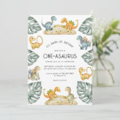 Dinosaurus Eerste Verjaardag Oneasaurus Party Kaart (Staand voorkant)