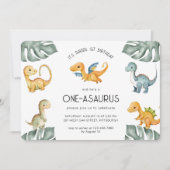 Dinosaurus Eerste Verjaardag Oneasaurus Party Kaart (Voorkant)