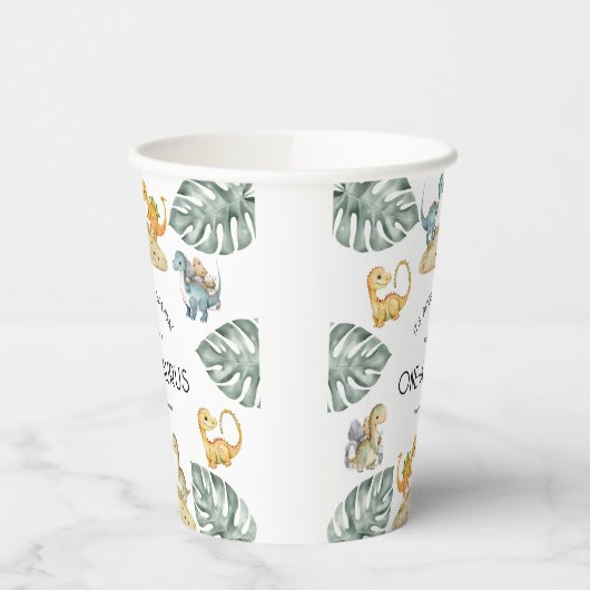 Dinosaurus Eerste Verjaardag Oneasaurus Party Papieren Bekers (Links)