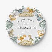 Dinosaurus Eerste Verjaardag Oneasaurus Party Papieren Bordje (Voorkant)