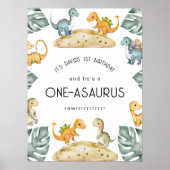 Dinosaurus Eerste Verjaardag Oneasaurus Party Poster (Voorkant)