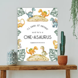 Dinosaurus Eerste Verjaardag Oneasaurus Party Poster