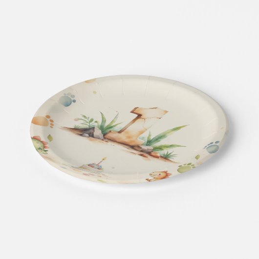 Dinosaurus Eerste Verjaardag Papier Borden One-a-S Papieren Bordje (Gekanteld)