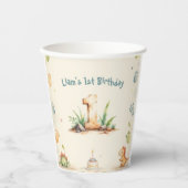 Dinosaurus Eerste Verjaardag Papieren Bekers – One (Voorkant)
