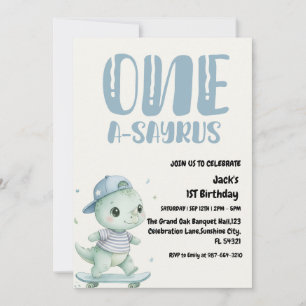 Dinosaurus Eerste Verjaardag, Skateboard Dinos 1e  Kaart
