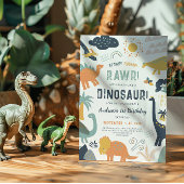 Dinosaurus Eerste Verjaardag Stomp Chomp Roar Kaart