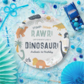 Dinosaurus Eerste Verjaardag Stomp Chomp Roar Papieren Bordje (Feest)