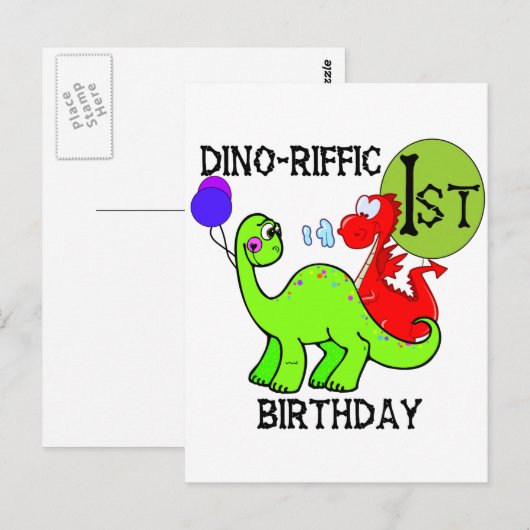 Dinosaurus Eerste Verjaardag Tshirts en geschenken Briefkaart (Voorkant / Achterkant)