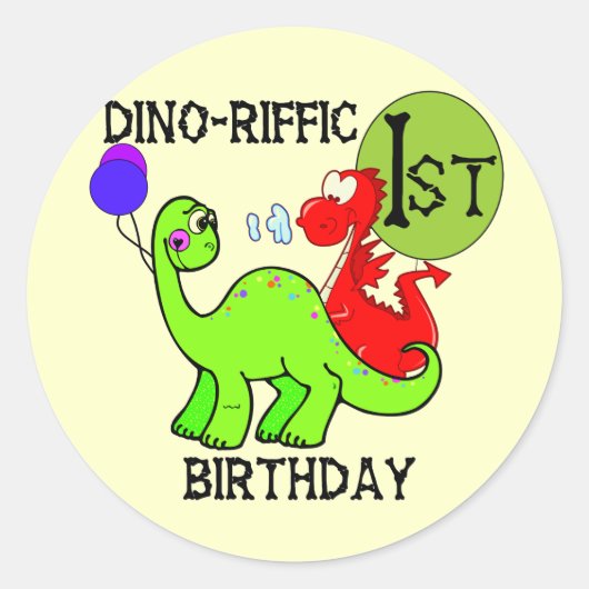 Dinosaurus Eerste Verjaardag Tshirts en geschenken Ronde Sticker (Voorkant)