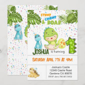 Dinosaurus Eerste verjaardag uitnodiging (Voorkant / Achterkant)