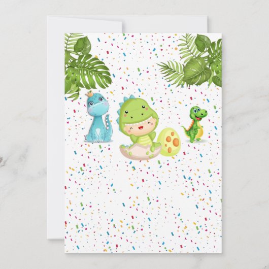 Dinosaurus eerste verjaardag uitnodiging (Achterkant)