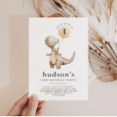 Dinosaurus eerste verjaardag uitnodiging ballon