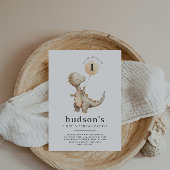 Dinosaurus eerste verjaardag uitnodiging ballon