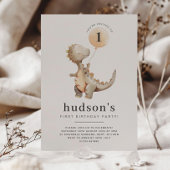 Dinosaurus eerste verjaardag uitnodiging ballon