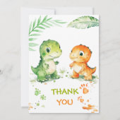 Dinosaurus eerste verjaardag uitnodiging voor twee (Achterkant)
