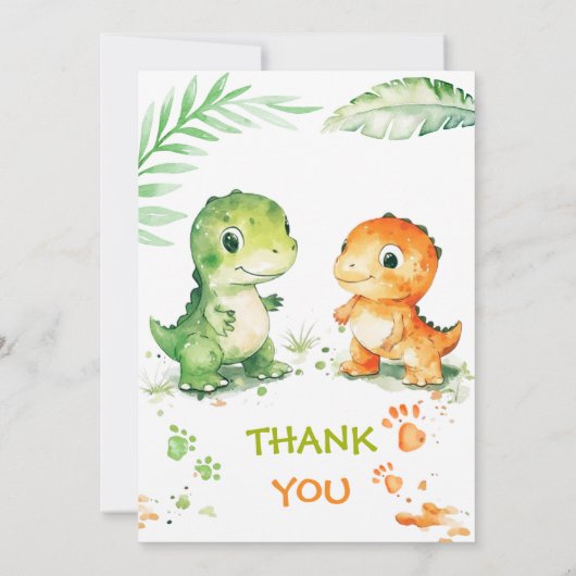 Dinosaurus eerste verjaardag uitnodiging voor twee (Achterkant)