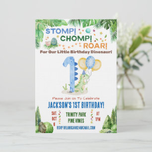 Dinosaurus Eerste Verjaardagsfeest Uitnodiging