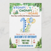 Dinosaurus Eerste Verjaardagsfeest Uitnodiging (Voorkant)