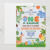 Dinosaurus Eerste Verjaardagsfeest Uitnodiging (Voorkant / Achterkant)
