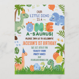 Dinosaurus Eerste Verjaardagsfeest Uitnodiging