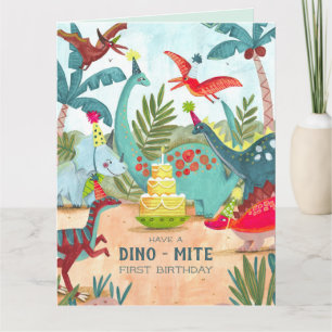 Dinosaurus eerste verjaardagskaart voor een jongen kaart