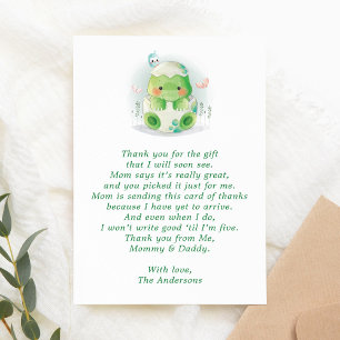 Dinosaurus Ei Baby Shower Bedankkaart