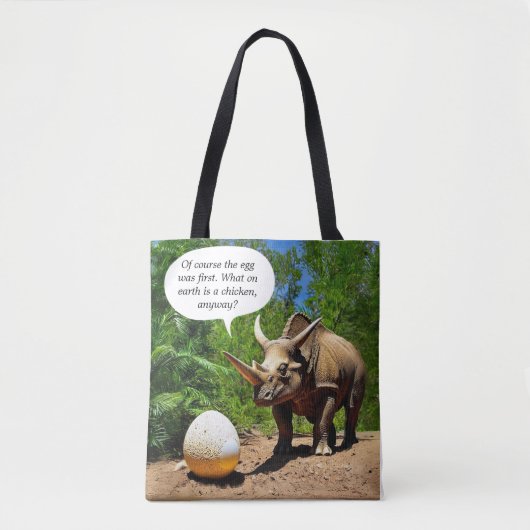 Dinosaurus Ei Triceratops Dino Dierlijke Humor Gra Tote Bag (Voorkant)